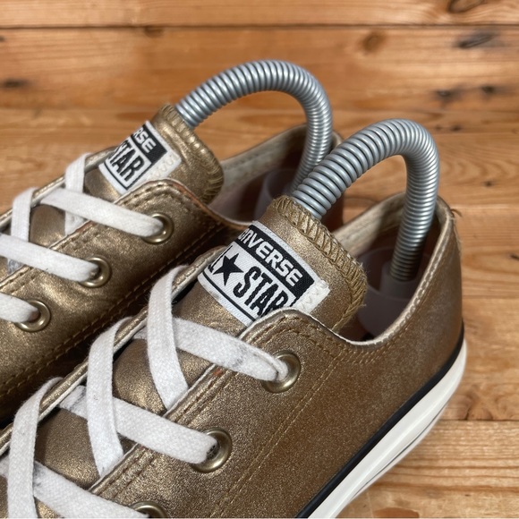 CONVERSE All Star Trainers Size UK 4 Womens Gold Leather Lace Up Casual Shoes - Picture 7 of 13